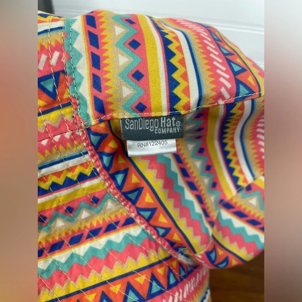 San Diego Hat Company Colorful Reversible Patterned Kids Sun Hat 5-7Y EUC